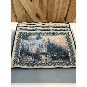 Thomas Kinkade Set Of (4) Placemats 18" X 12" Happy Holidays Washable